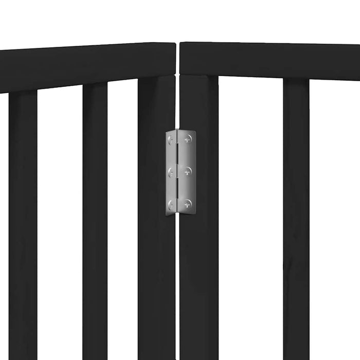 Poartă câini pliabilă cu ușă 6 panouri negru, 300 cm, lemn plop - WALTI WALTI