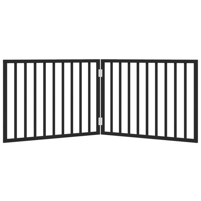 Poartă de acces pentru câini pliabilă, 2 panouri, neagră, 160 cm, lemn de plop - WALTI WALTI