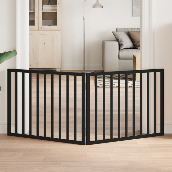 Poartă de acces pentru câini pliabilă, 2 panouri, neagră, 160 cm, lemn de plop - WALTI WALTI