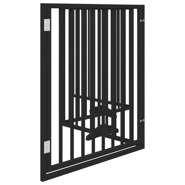 Poartă câini pliabilă cu ușă 4 panouri negru, 320 cm, lemn plop WALTI