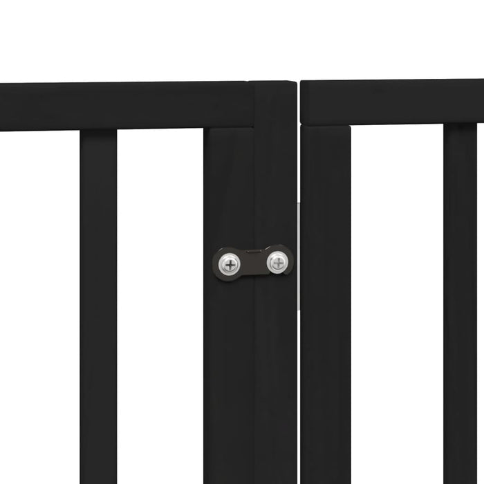 Poartă câini pliabilă cu ușă 4 panouri negru, 320 cm, lemn plop WALTI