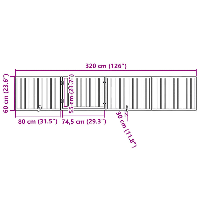 Poartă de acces pentru câini cu ușă pliabilă, 4 panouri, maro, 320 cm, lemn de plop WALTI