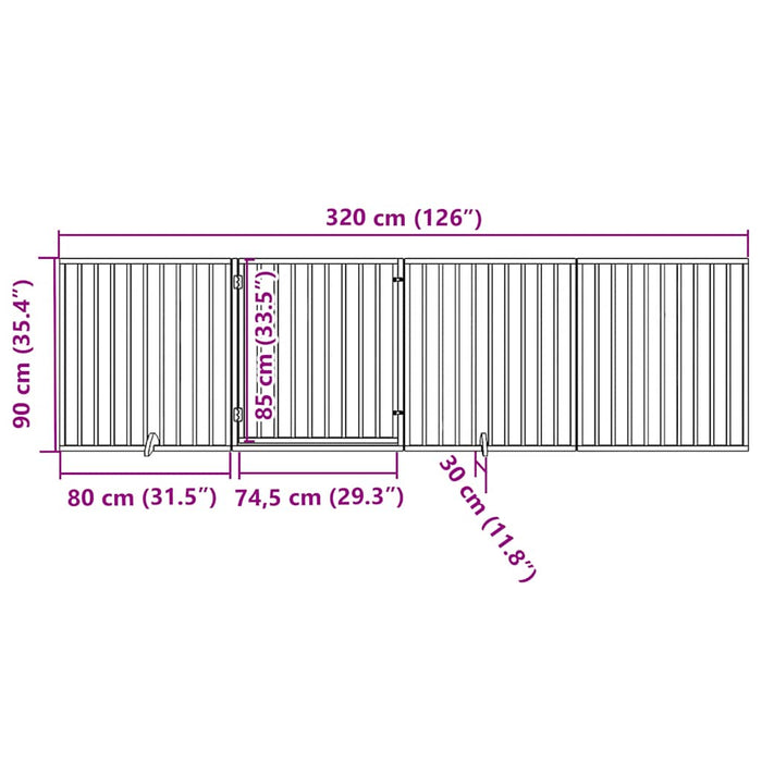 Poartă de acces pentru câini cu ușă pliabilă, 4 panouri, maro, 320 cm, lemn de plop WALTI