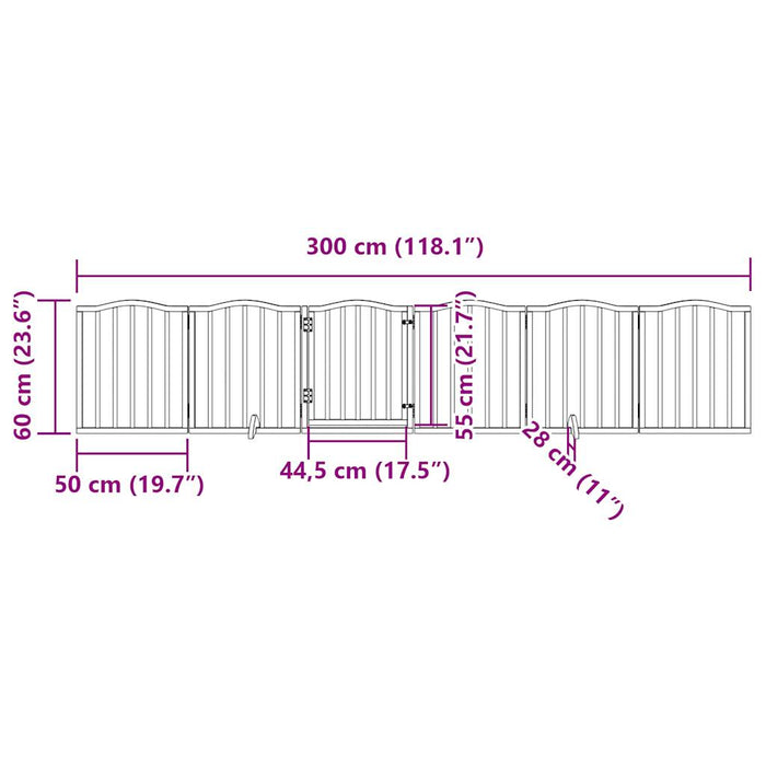 Poartă de câini pliabilă cu ușă, 6 panouri, 300 cm, lemn plop - WALTI WALTI