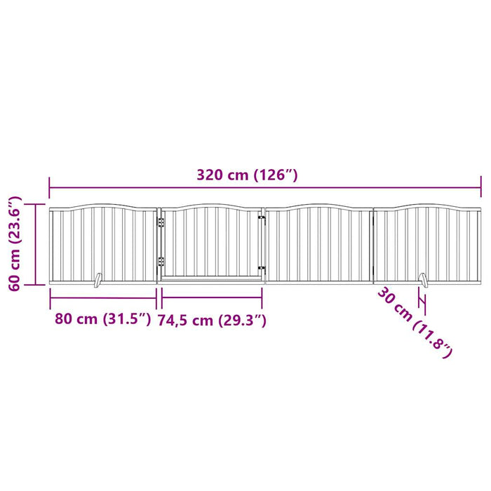 Poartă de câini pliabilă cu ușă, 4 panouri, 320 cm, lemn plop - WALTI WALTI