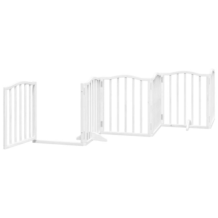Poartă câini pliabilă cu ușă, 6 panouri, alb, 300 cm, lemn plop - WALTI WALTI