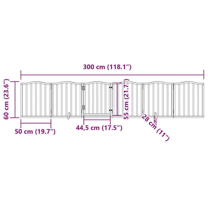 Poartă câini pliabilă cu ușă, 6 panouri, alb, 300 cm, lemn plop - WALTI WALTI
