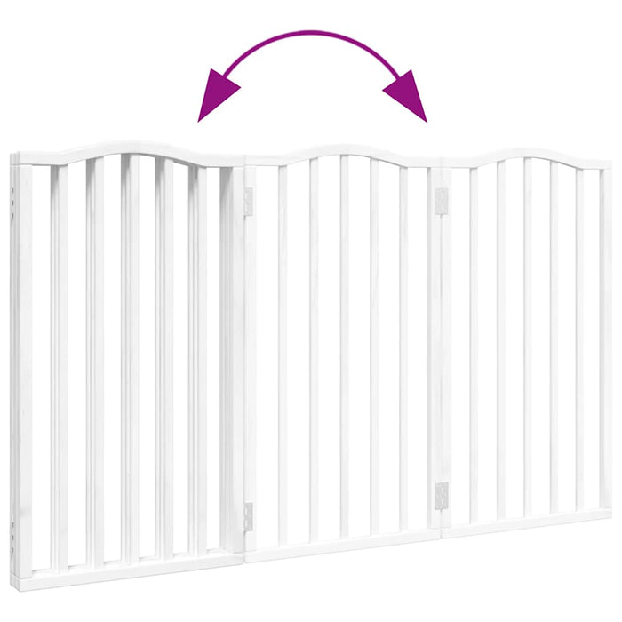 Poartă pentru câini pliabilă, 3 panouri, alb, 150 cm, lemn plop - WALTI WALTI