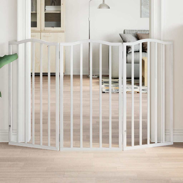 Poartă pentru câini pliabilă, 3 panouri, alb, 150 cm, lemn plop - WALTI WALTI