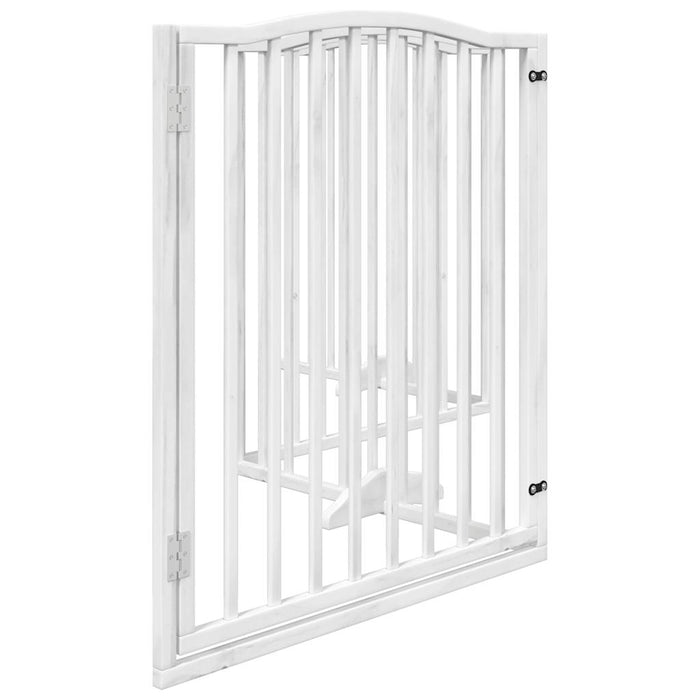 Poartă câini pliabilă cu ușă, 4 panouri, alb, 320 cm, lemn plop - WALTI WALTI