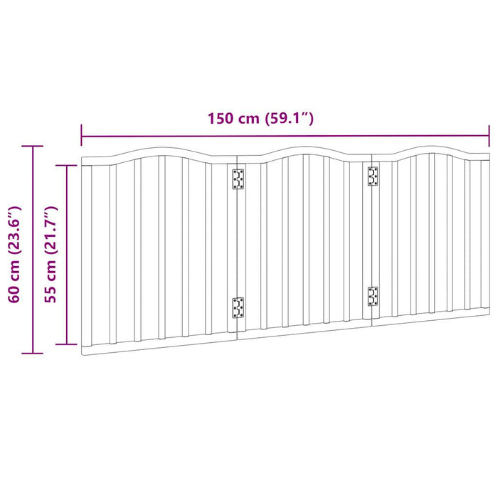 Poartă pentru câini pliabilă 3 panouri negru, 150 cm, lemn plop - WALTI WALTI