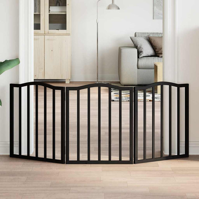Poartă pentru câini pliabilă 3 panouri negru, 150 cm, lemn plop - WALTI WALTI