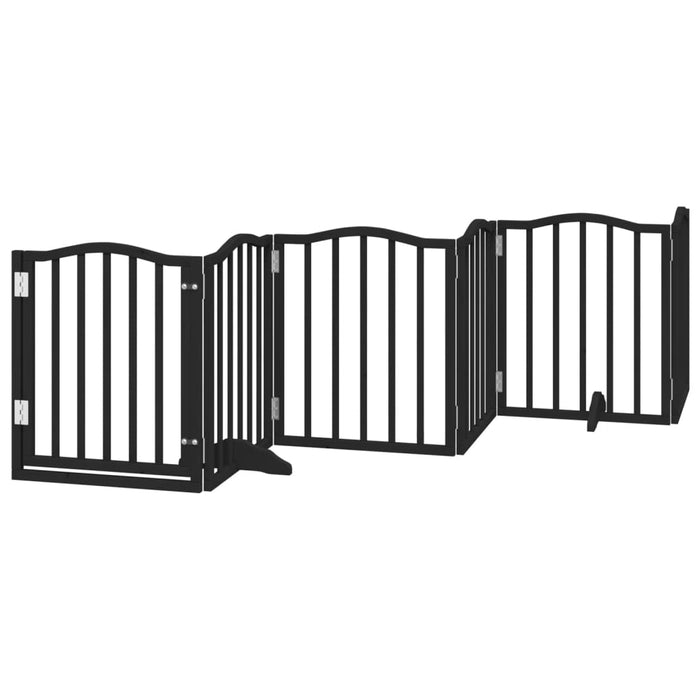 Poartă câini pliabilă cu ușă 6 panouri negru, 300 cm, lemn plop - WALTI WALTI