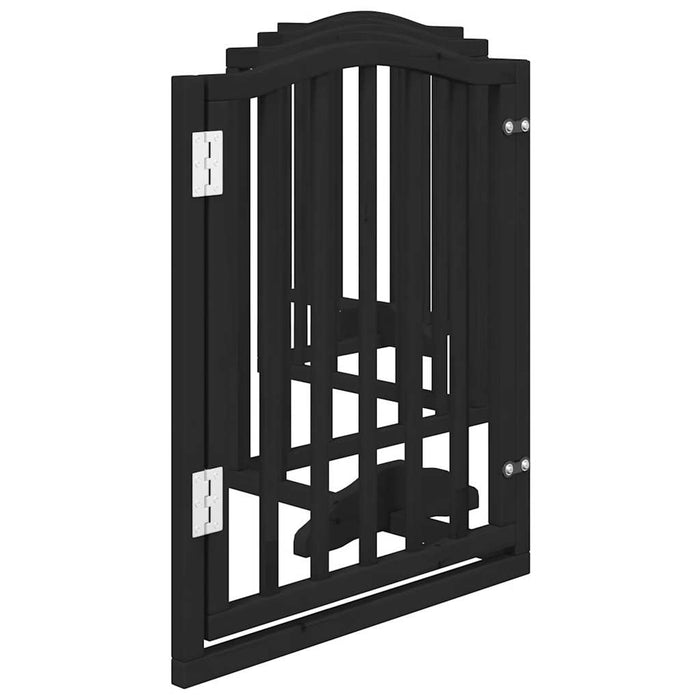 Poartă câini pliabilă cu ușă 6 panouri negru, 300 cm, lemn plop - WALTI WALTI