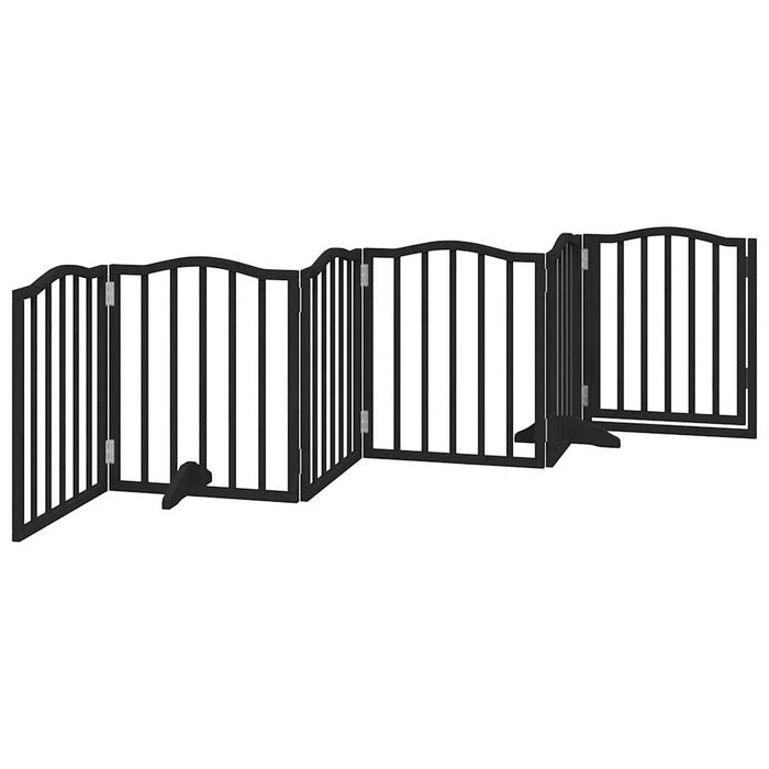 Poartă câini pliabilă cu ușă 6 panouri negru, 300 cm, lemn plop - WALTI WALTI
