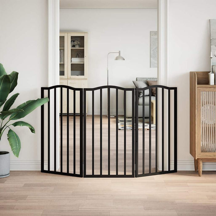 Poartă pentru câini pliabilă 3 panouri negru, 150 cm, lemn plop - WALTI WALTI