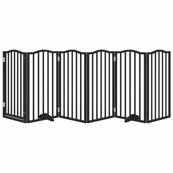 Poartă câini pliabilă cu ușă 6 panouri negru, 300 cm, lemn plop - WALTI WALTI