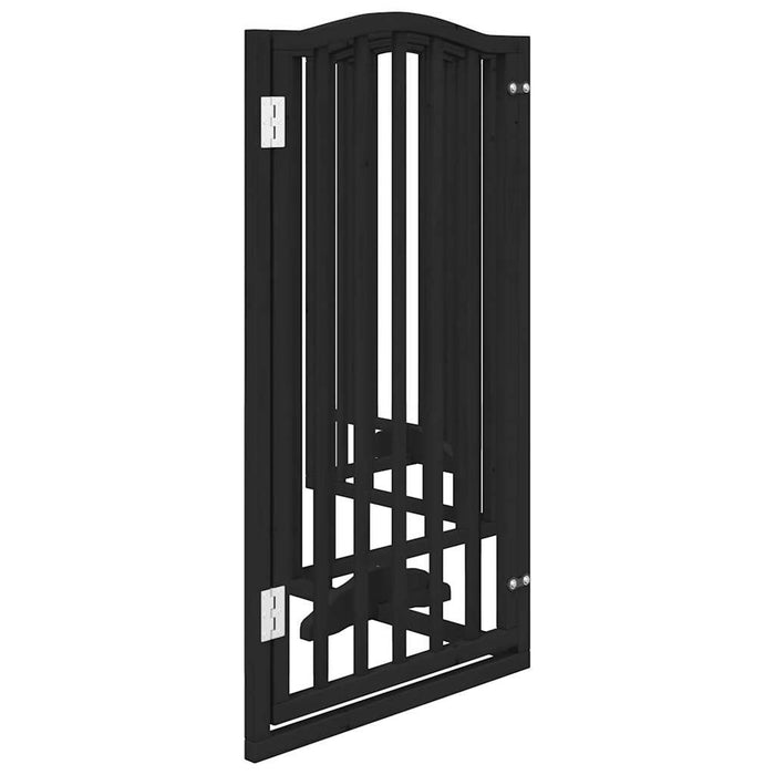 Poartă câini pliabilă cu ușă 6 panouri negru, 300 cm, lemn plop - WALTI WALTI