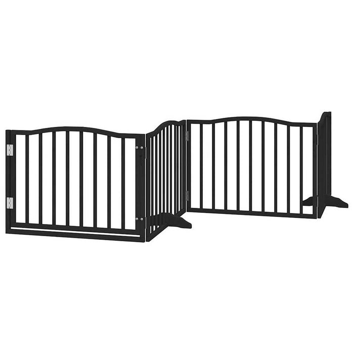 Poartă de acces pentru câini cu ușă pliabilă, 4 panouri, neagră, 320 cm, lemn de plop WALTI