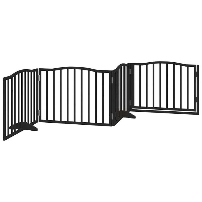Poartă de acces pentru câini cu ușă pliabilă, 4 panouri, neagră, 320 cm, lemn de plop WALTI