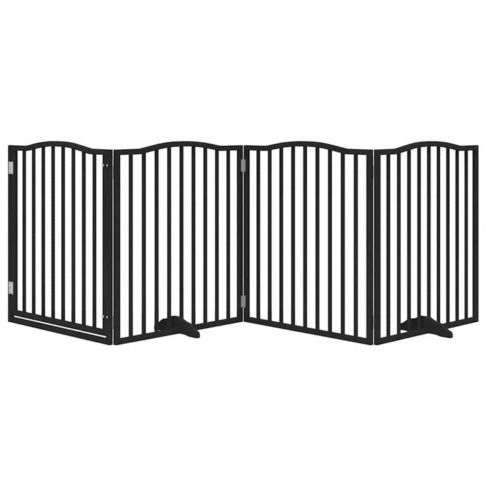 Poartă câini pliabilă cu ușă 4 panouri negru, 320 cm, lemn plop - WALTI WALTI