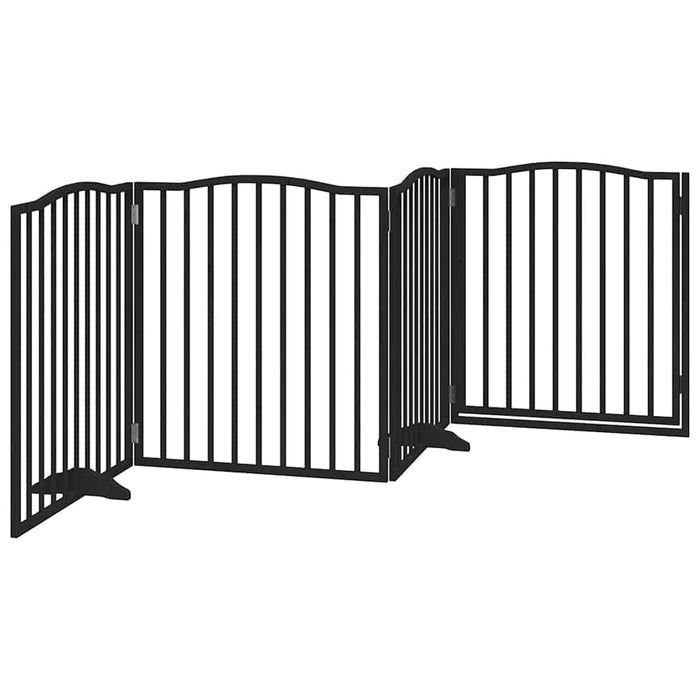Poartă câini pliabilă cu ușă 4 panouri negru, 320 cm, lemn plop - WALTI WALTI