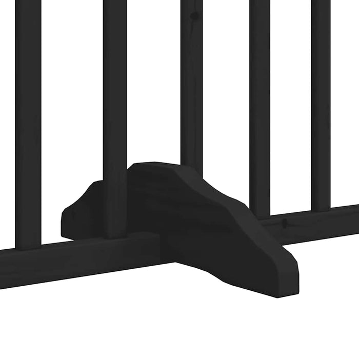 Poartă câini pliabilă cu ușă 4 panouri negru, 320 cm, lemn plop - WALTI WALTI