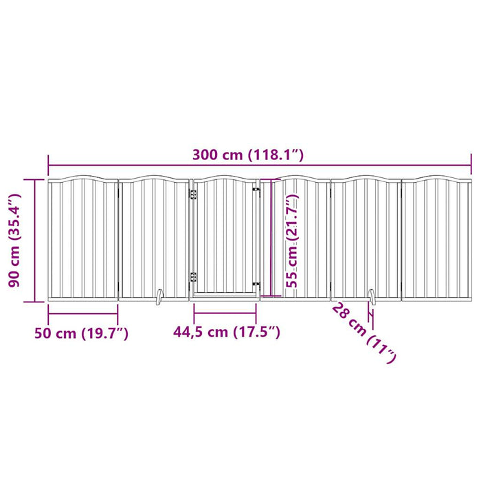 Poartă câini pliabilă cu ușă 6 panouri maro, 300 cm, lemn plop WALTI