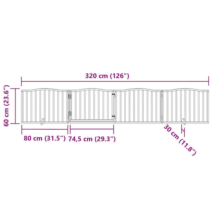 Poartă câini pliabilă cu ușă 4 panouri maro, 320 cm, lemn plop - WALTI WALTI