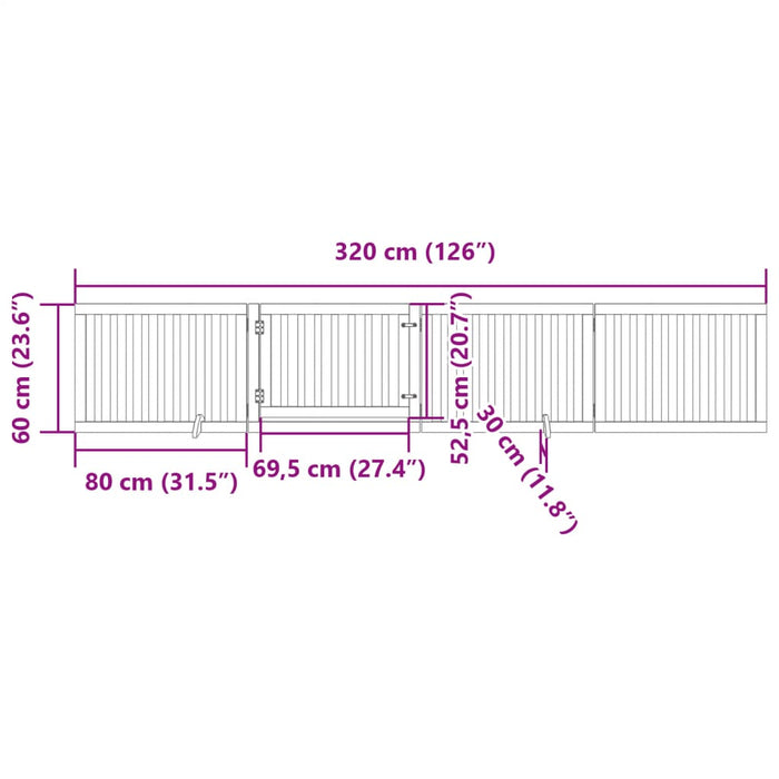 Poartă de acces pentru câini cu ușă pliabilă, 4 panouri, 320 cm, lemn de plop WALTI