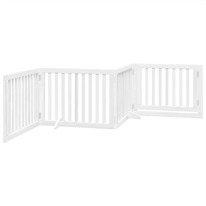 Poartă câini pliabilă cu ușă, 4 panouri, alb, 320 cm, lemn plop - WALTI WALTI