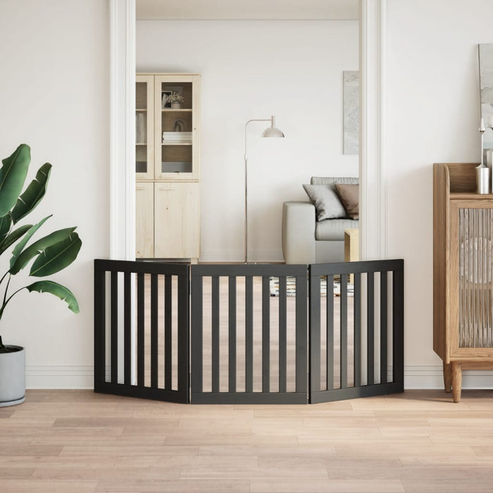 Poartă pentru câini pliabilă 3 panouri negru, 150 cm, lemn plop - WALTI WALTI