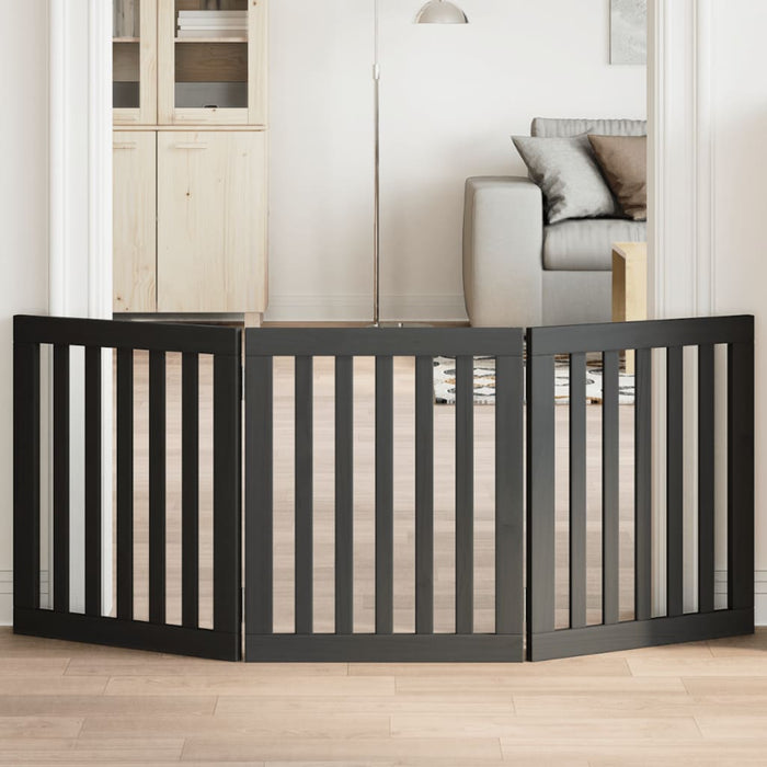 Poartă pentru câini pliabilă 3 panouri negru, 150 cm, lemn plop - WALTI WALTI