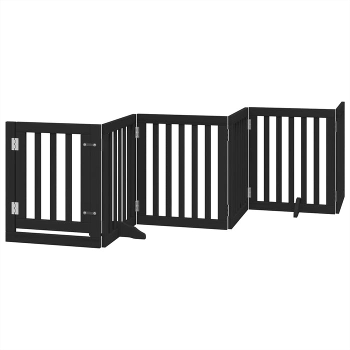 Poartă câini pliabilă cu ușă 6 panouri negru, 300 cm, lemn plop - WALTI WALTI