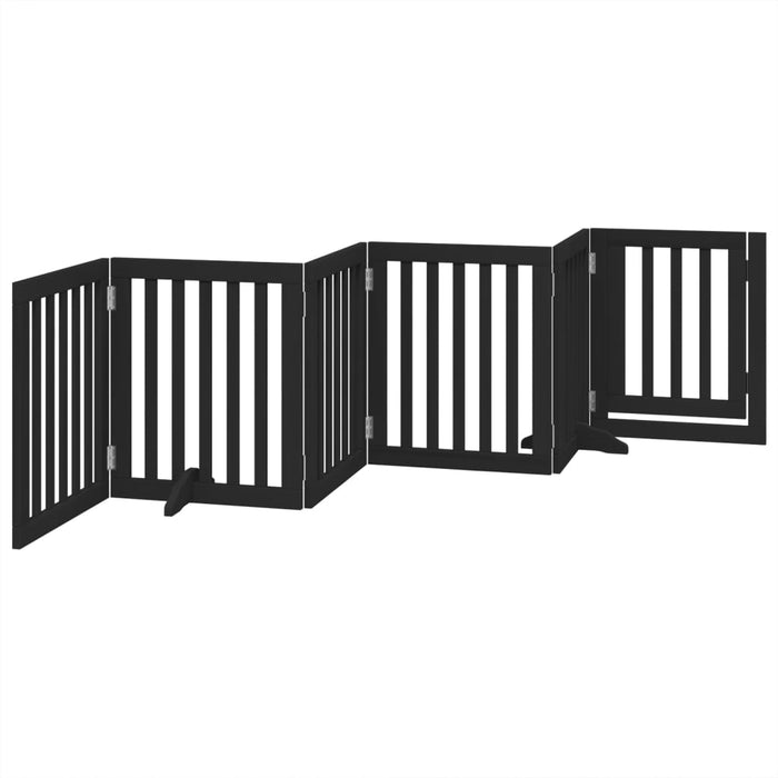 Poartă câini pliabilă cu ușă 6 panouri negru, 300 cm, lemn plop - WALTI WALTI
