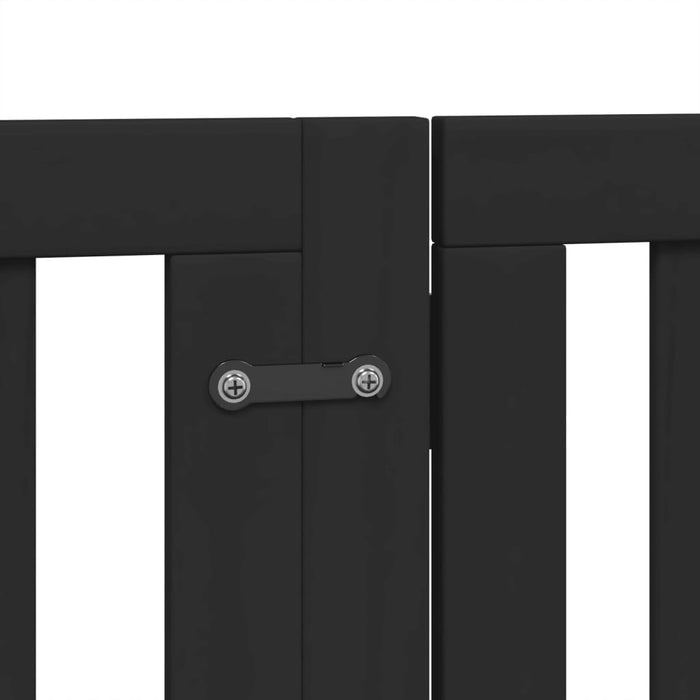 Poartă câini pliabilă cu ușă 6 panouri negru, 300 cm, lemn plop - WALTI WALTI