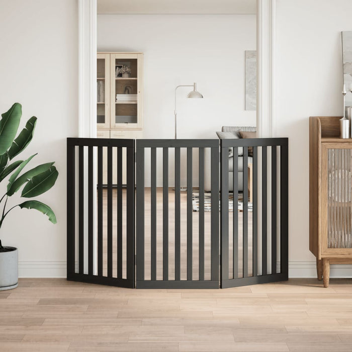 Poartă pentru câini pliabilă 3 panouri negru, 150 cm, lemn plop - WALTI WALTI