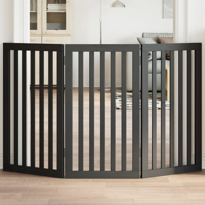 Poartă pentru câini pliabilă 3 panouri negru, 150 cm, lemn plop - WALTI WALTI