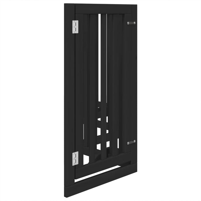 Poartă câini pliabilă cu ușă 6 panouri negru, 300 cm, lemn plop - WALTI WALTI