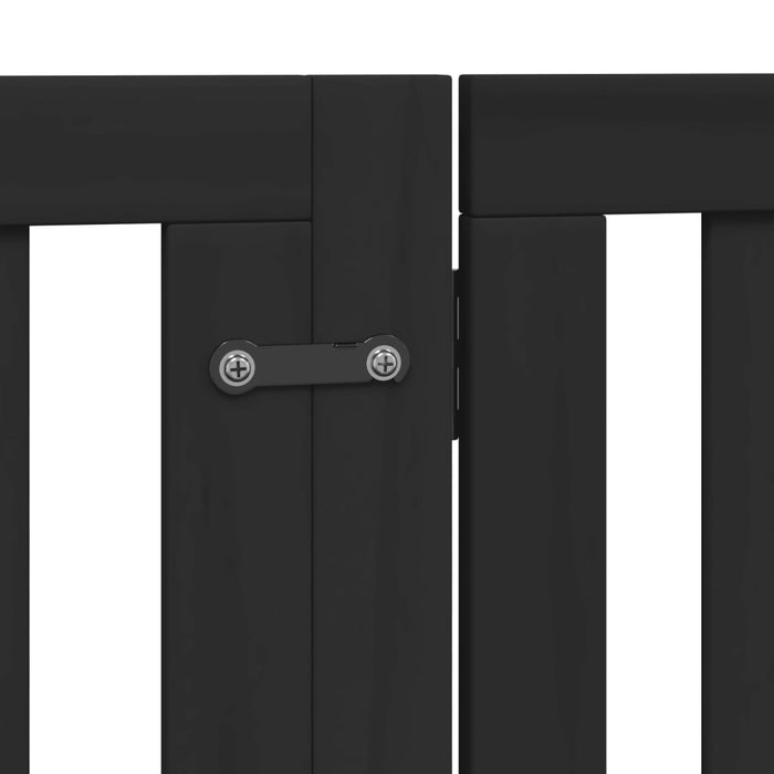 Poartă câini pliabilă cu ușă 4 panouri negru, 320 cm, lemn plop WALTI
