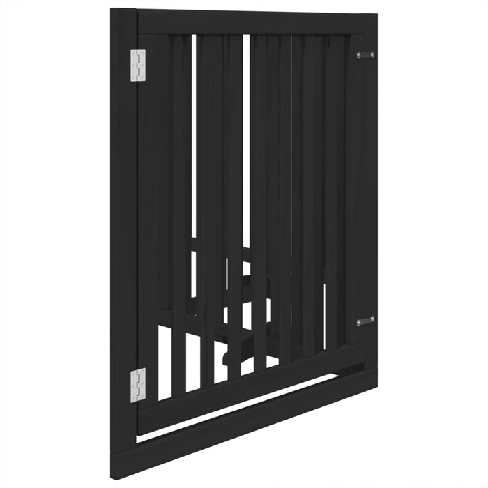 Poartă câini pliabilă cu ușă 4 panouri negru, 320 cm, lemn plop - WALTI WALTI