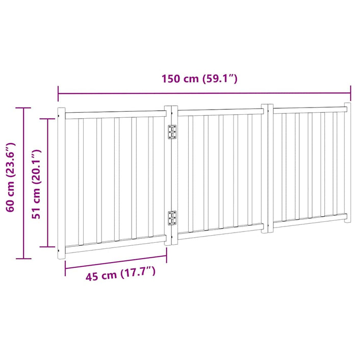 Poartă pentru câini pliabilă, 3 panouri, 150 cm, lemn de brad - WALTI WALTI