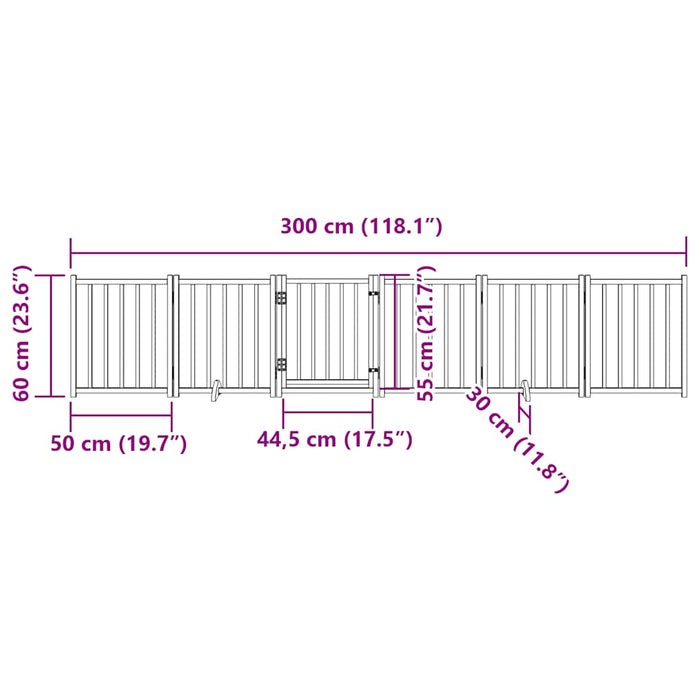 Poartă de câini pliabilă cu ușă, 6 panouri, 300 cm, lemn brad - WALTI WALTI