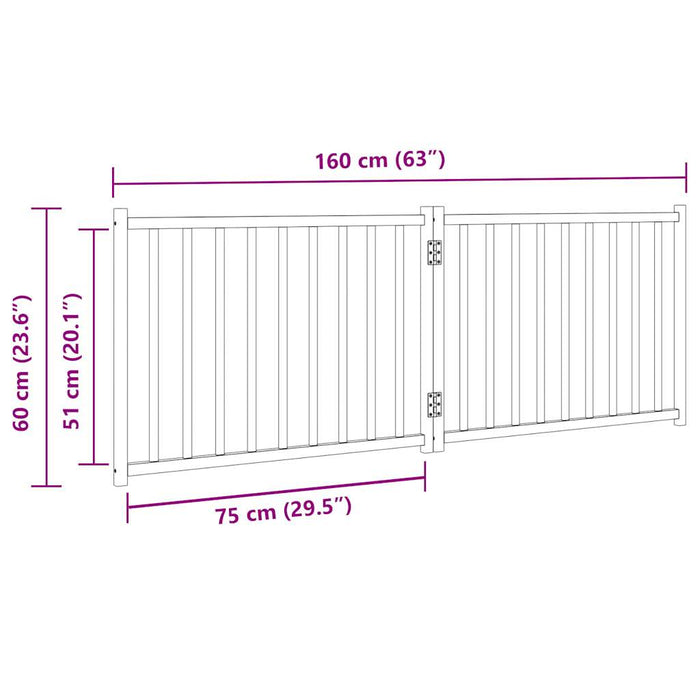 Poartă pentru câini pliabilă, 2 panouri, 160 cm, lemn de brad - WALTI WALTI