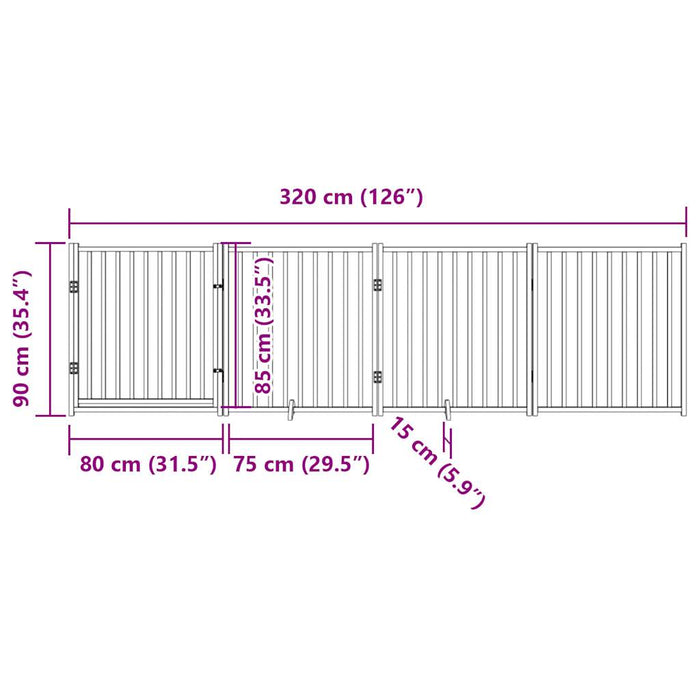 Poartă câini pliabilă cu ușă 4 panouri, alb, 320 cm, lemn brad - WALTI WALTI