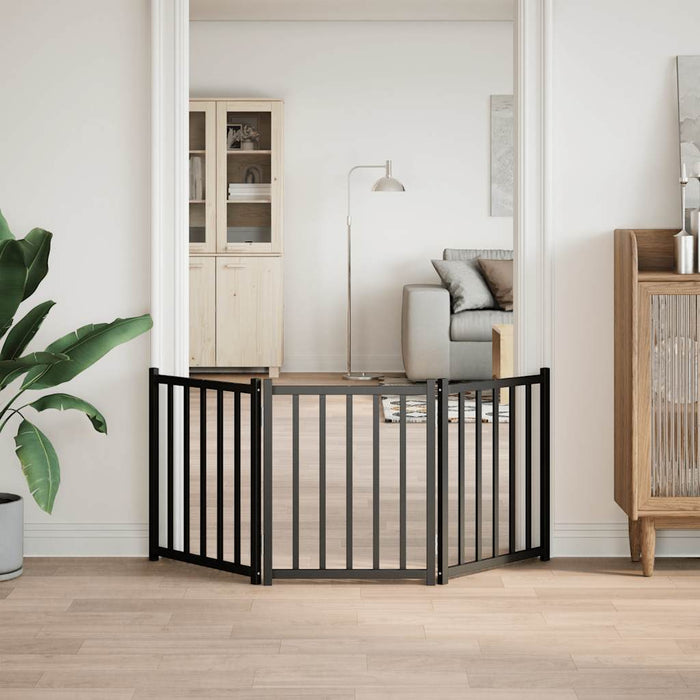 Poartă pentru câini pliabilă 3 panouri negru, 150 cm, lemn brad - WALTI WALTI
