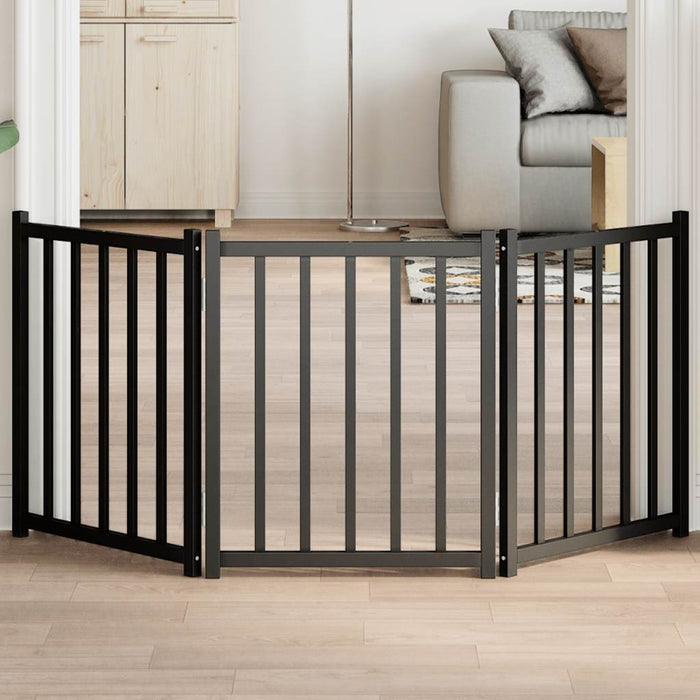 Poartă pentru câini pliabilă 3 panouri negru, 150 cm, lemn brad - WALTI WALTI