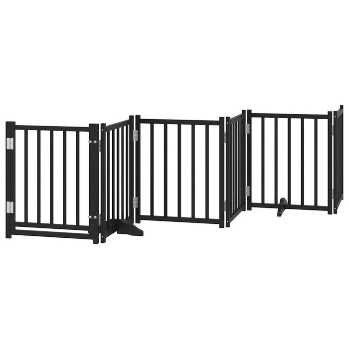 Poartă câini pliabilă cu ușă, 6 panouri negru 300 cm, lemn brad - WALTI WALTI