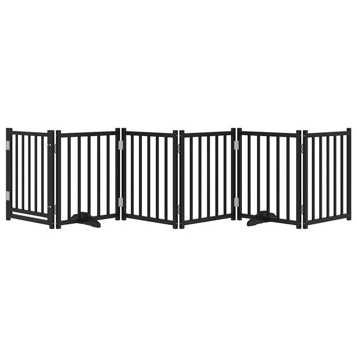 Poartă câini pliabilă cu ușă, 6 panouri negru 300 cm, lemn brad - WALTI WALTI