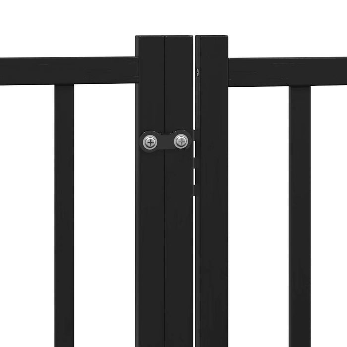 Poartă câini pliabilă cu ușă, 6 panouri negru 300 cm, lemn brad - WALTI WALTI